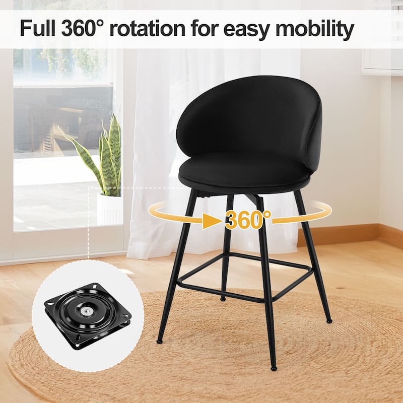 26"/30" Velvet Upholstered Swivel Counter/Bar Stools Set of 2/3