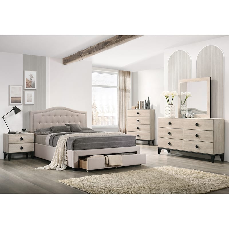 Linen Fully Upholstered Full Bed with 1 Drawer