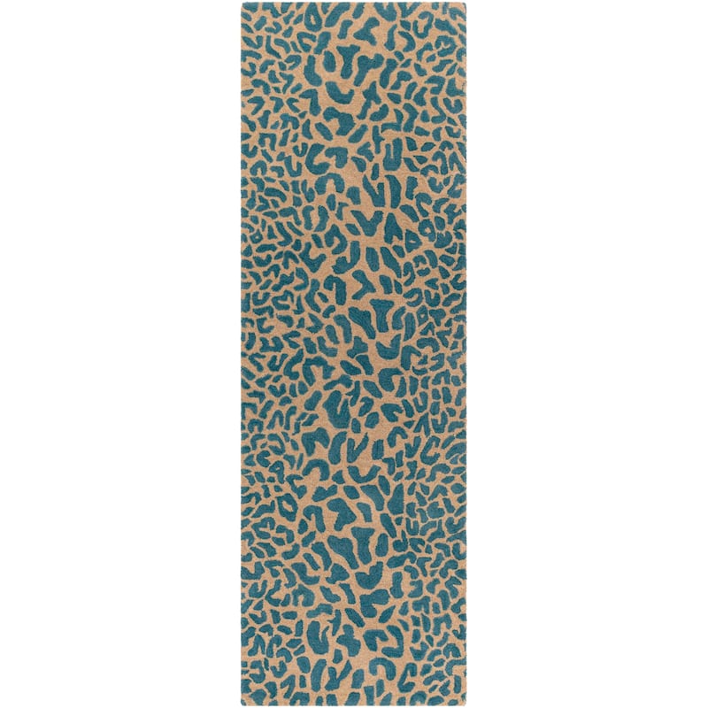 Livabliss Glam Athena Animal Area Rug - 3' x 12' - Teal