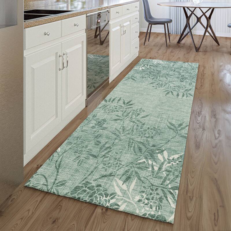 Premium Washable Super Soft Floral Imprints Mayfield Rug - Sage - 2' 3" x 7' 6" - Runner