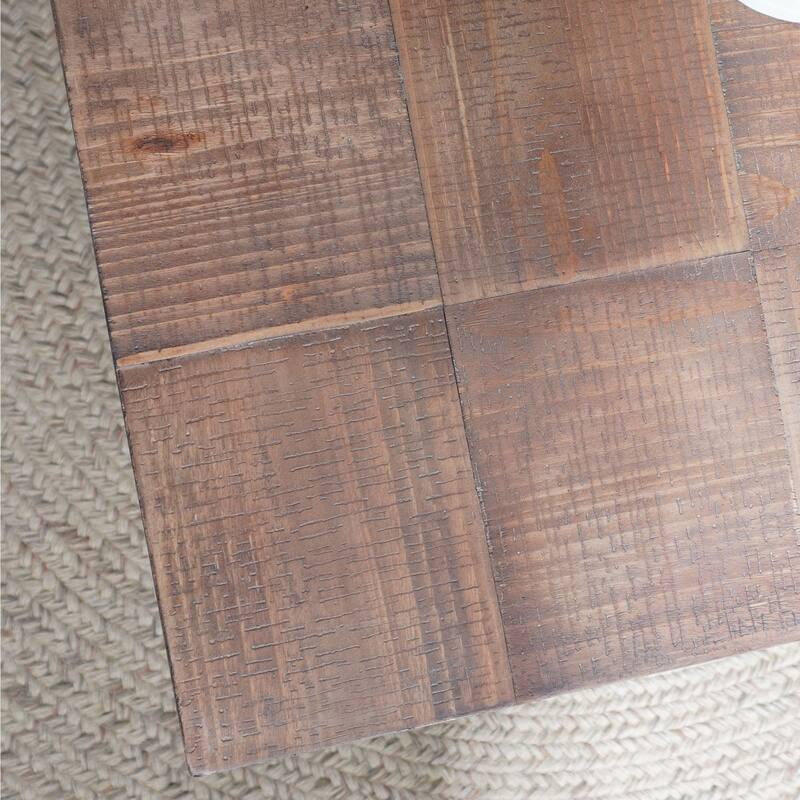 47.2" Wood Coffee Table with Parquet-Style Surface and Metal Frame