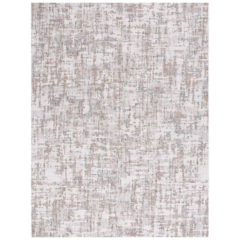 SAFAVIEH Courtyard Theo Casual Waterproof Patio Backyard Rug - 9' x 12' - Ivory/Dark Grey Brown