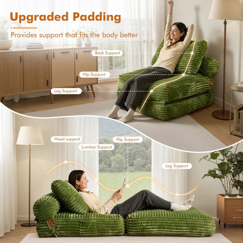 HOOOWOOO Modern Upholstery Fabric Folding Sofa Couch