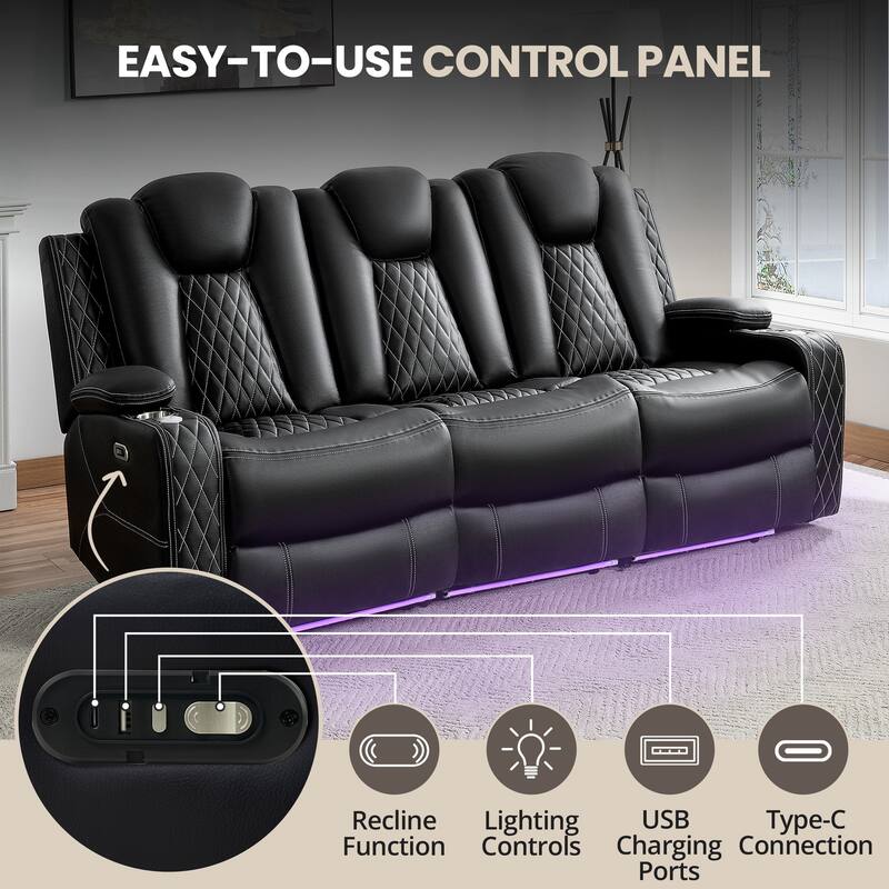 Power Reclining Sofa, Loveseat & Chair – Home Theater Seating with Wireless Charging, USB Port, Storage & Built-in Speakers