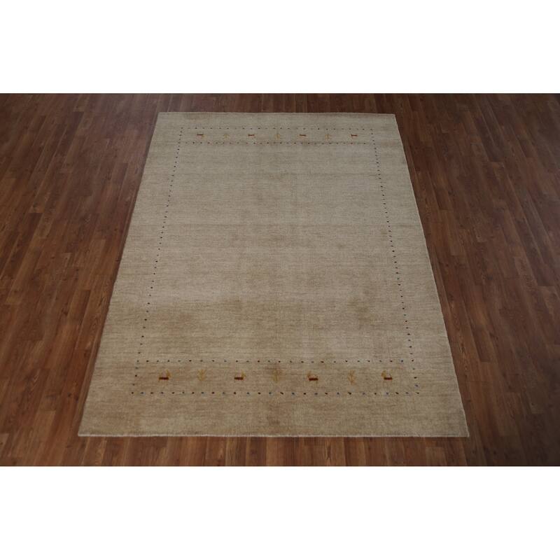 Gabbeh Indian Area Rug Hand-Knotted Bedroom Wool Carpet - 5'5" x 7'6"