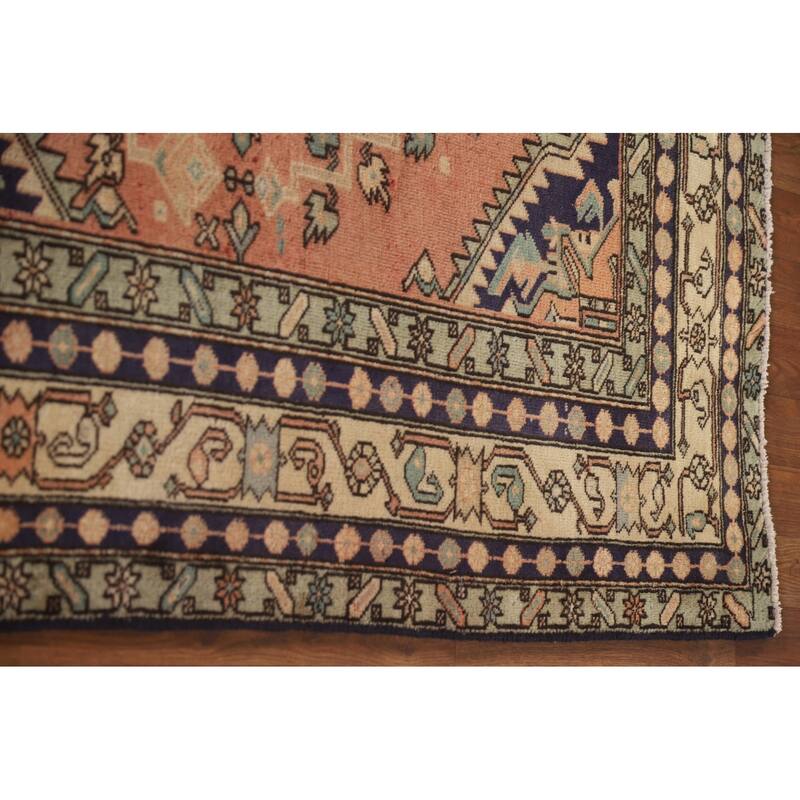Geometric Ardebil Persian Vintage Area Rug Hand-knotted Wool Carpet - 4'9"x 10'0"