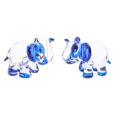 Novica Handmade Intuition Trunks Handblown Glass Figurines (Set Of 2)