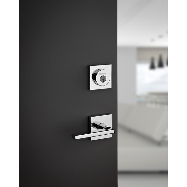 Kwikset 155HFL Halifax Privacy Door Lever Set with Push Button Lock and Emergenc