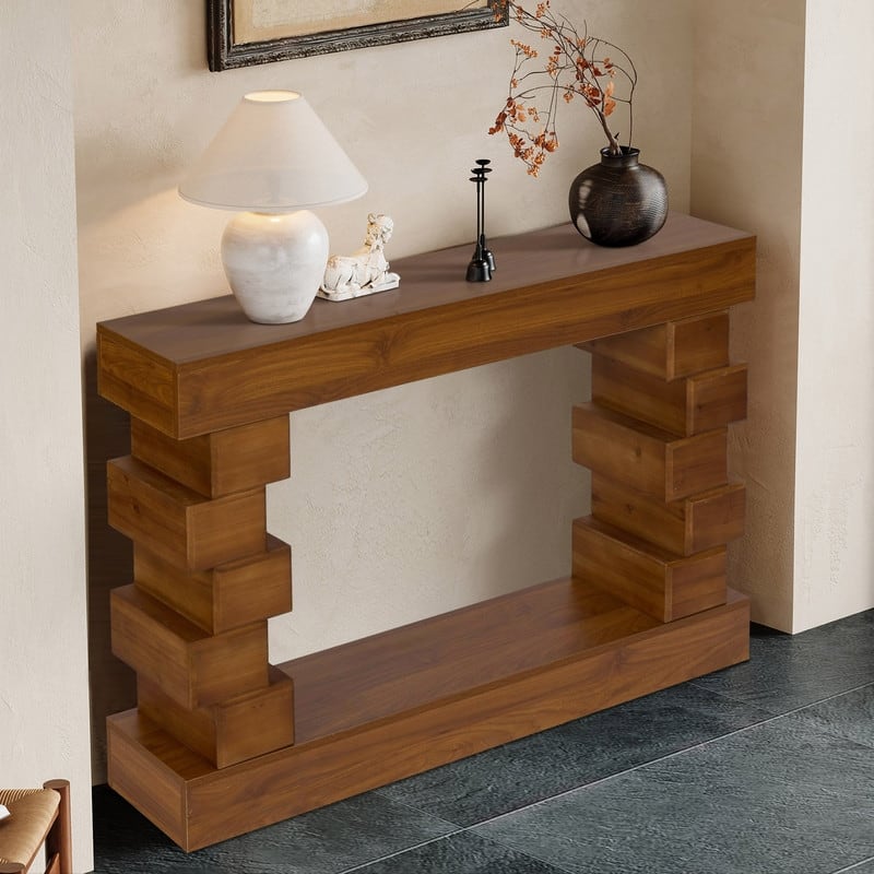 Mid-Century Modern 47.24" Wood Console Table with Natural Finish for Modern Home Decor