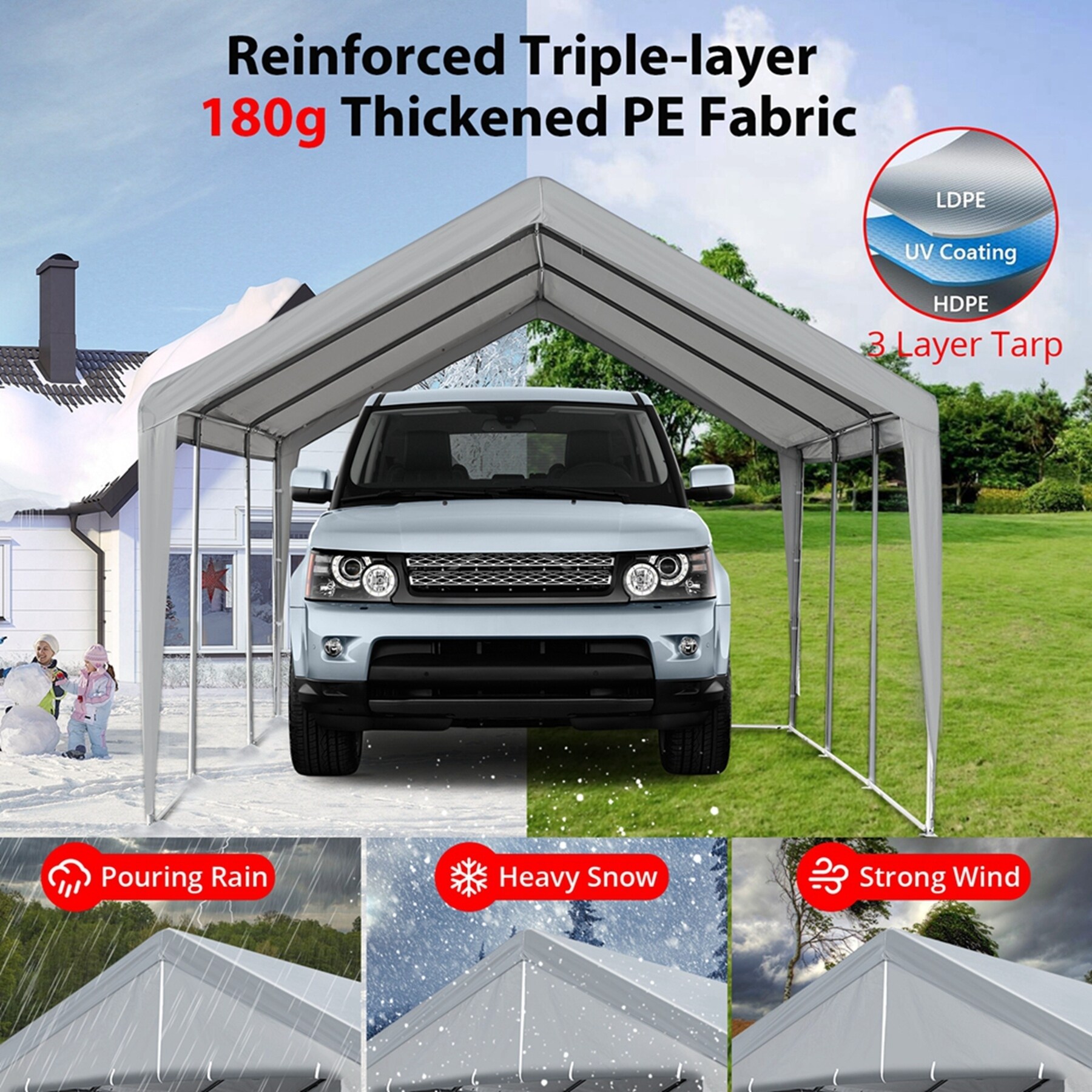 Galvanized Steel Carport Canopy with Roll up Widows Removable Sidewalls and Doors On Sale Bed Bath Beyond 39679610