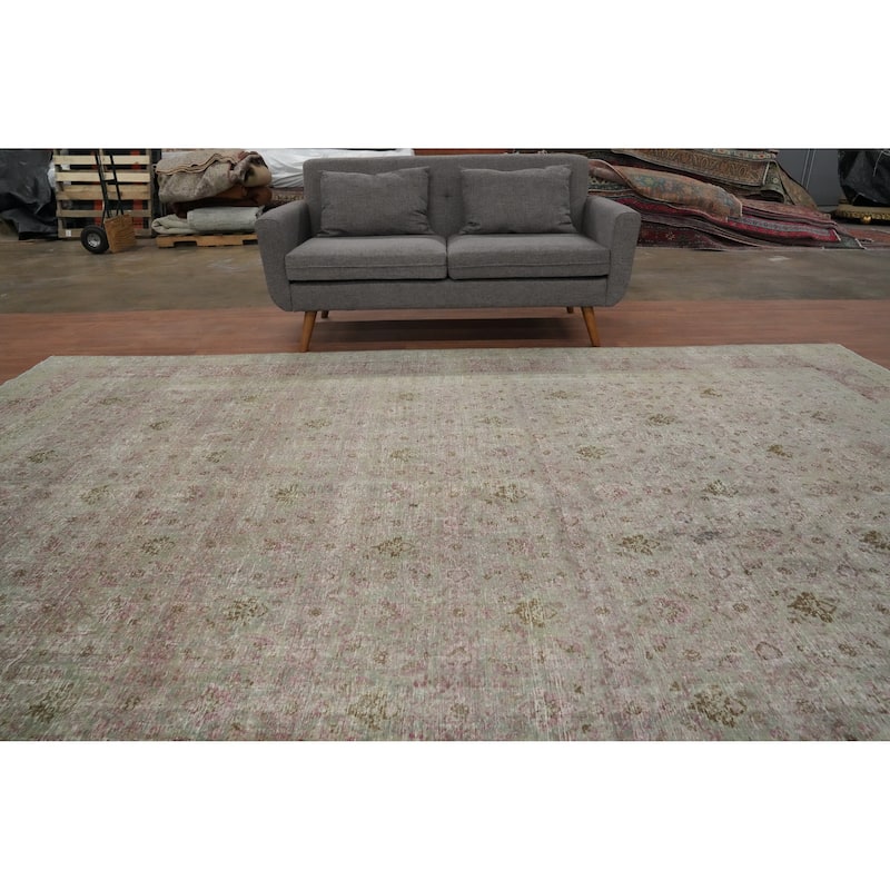 Hand Knotted Oriental 100% Wool Carpet Traditional All-Over Green Mahal Area Rug - 12' 3'' X 8' 9''