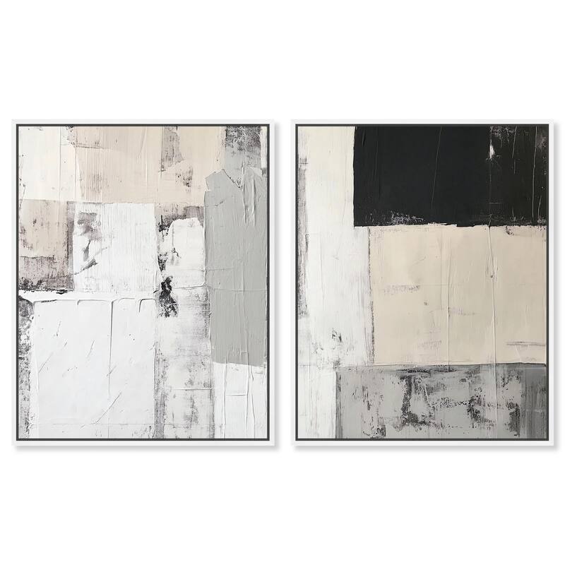 Chalk and Charcoal Canvas Set of 2 by Art Remedy - 20" x 24" - White
