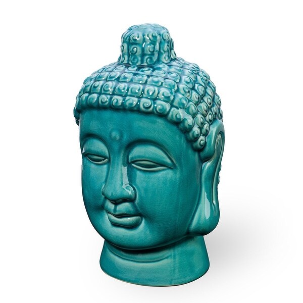 24/"H Long Buddha Head Long Glossy Gold Black