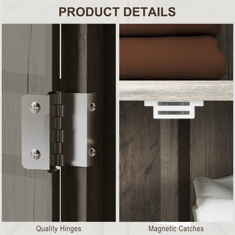 MDF Bathroom Cabinet with Four-Tier Shelves and Adjustable Storage and Protective Foot Pads - 23.6" L x 11.8" W x 43.3" H