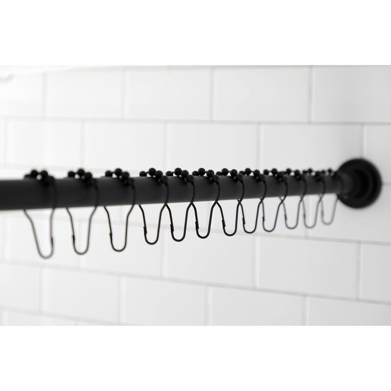 Edenscape 72 in. Adjustable Stainless Steel Shower Curtain Rod with Rings in Brushed Brass