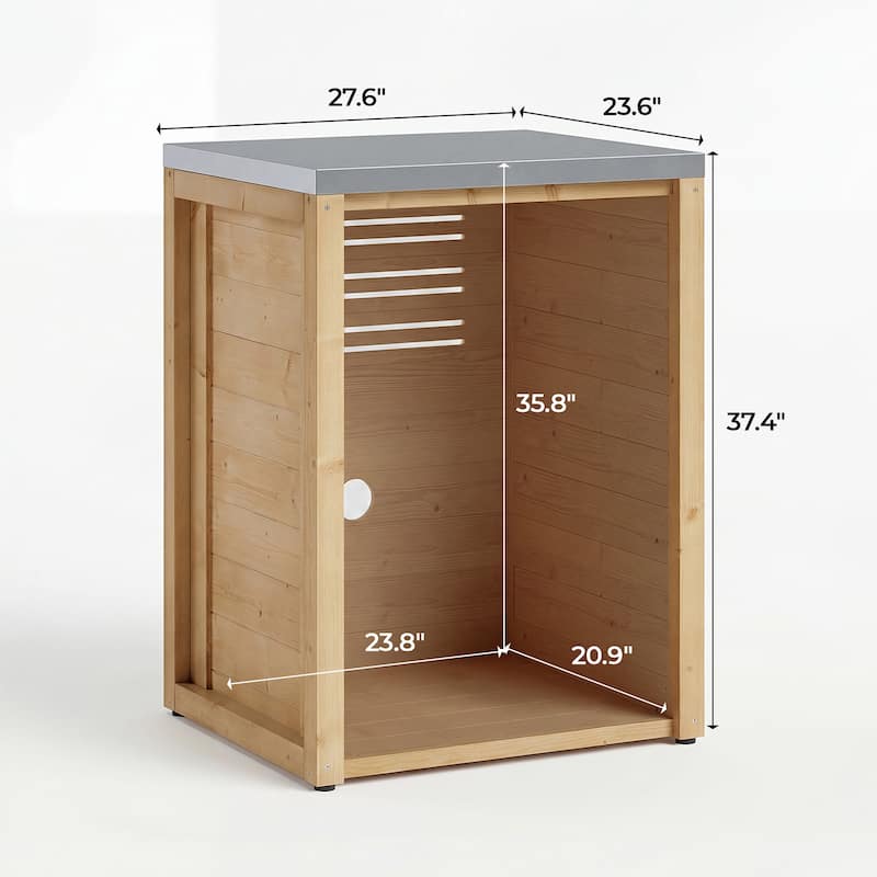 Modular Outdoor Kitchen Island Set, 100% Solid Wood BBQ Cabinet , Patio Kitchen Bar Table