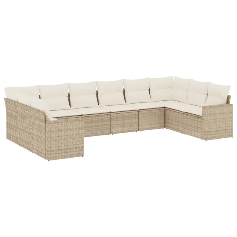 vidaXL Patio Sofa Set with Cushions Outdoor Conversation Furniture Poly Rattan