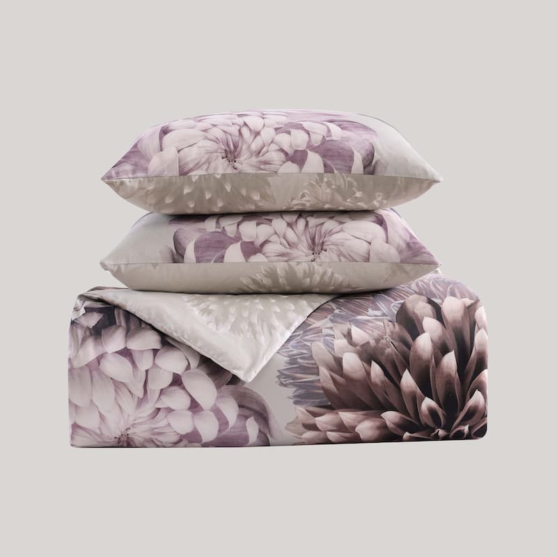 Bebejan Dahlia Purple 100% Cotton Sateen 5 Piece Reversible Comforter Set