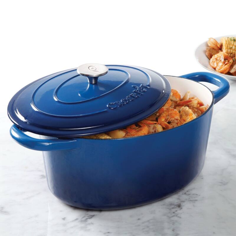 7 Quart Oblong Cast Iron Dutch Oven in Ocean