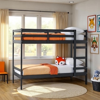 Walker Edison Simple Solid Wood Twin Over Twin Bunk Bed