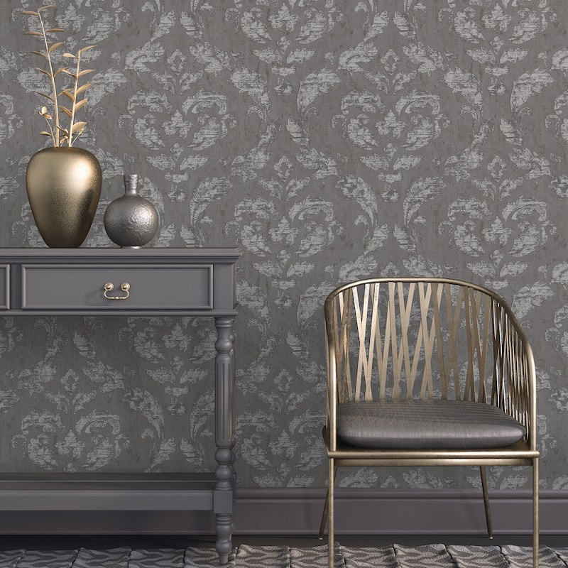 Galerie Wallcoverings Ambiance Large Damask Vinyl on Non-woven Matte Wallpaper Roll