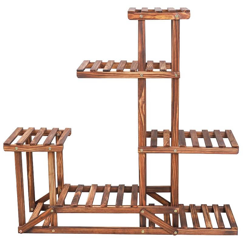 Multi Tier Wood Flower Rack Plant Stand Shelves Bonsai Display Indoor