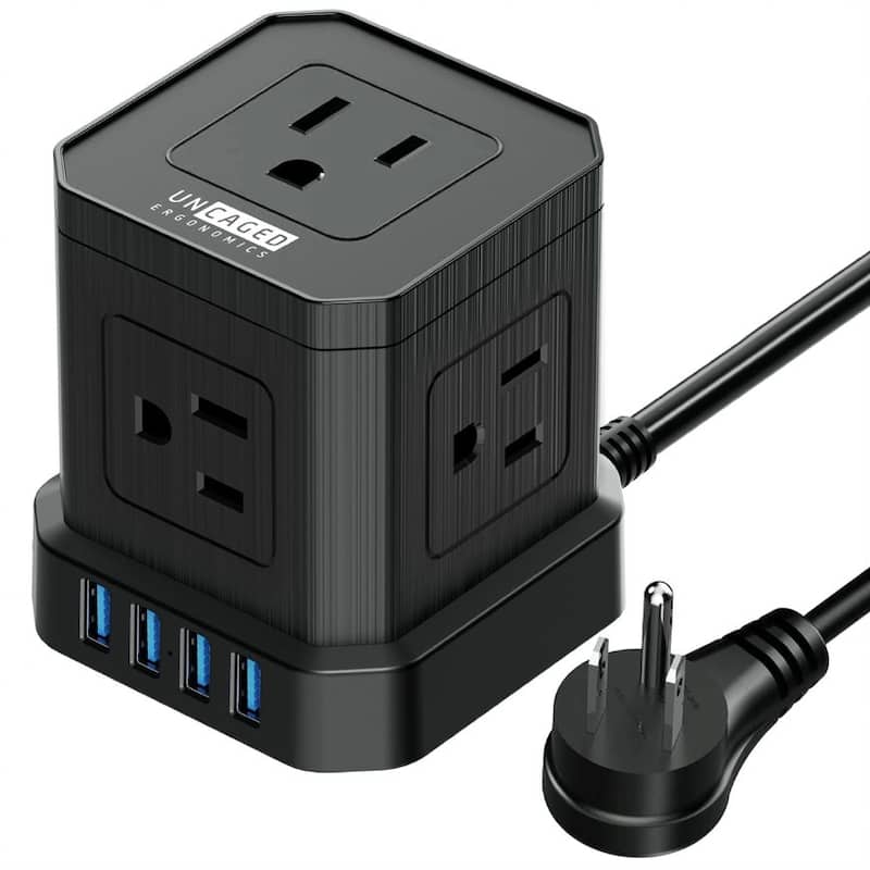 Cube surge protector power strip with usb ports 10ft extension cord