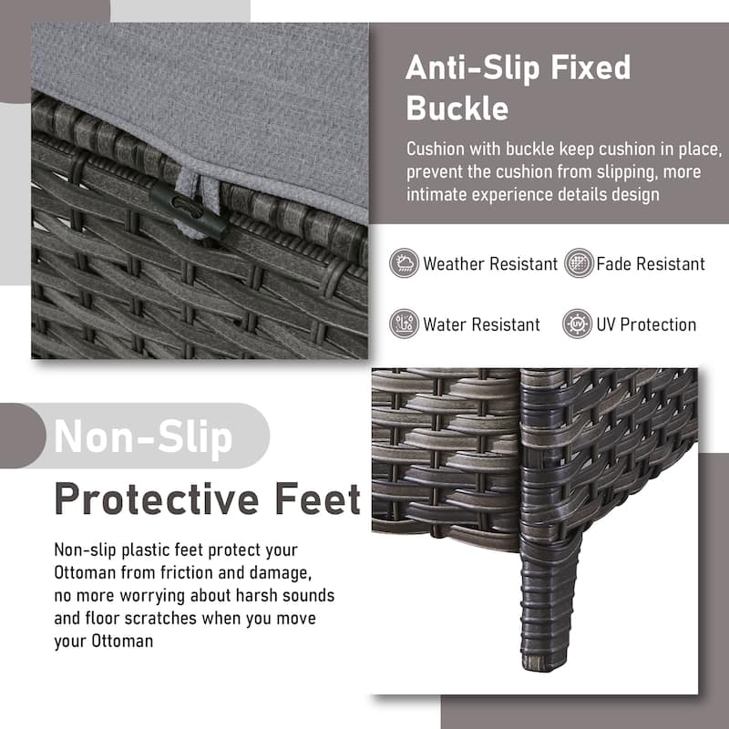 Fire Pit Table with Patio Glider Chairs Ottomans Grey-Grey - Grey