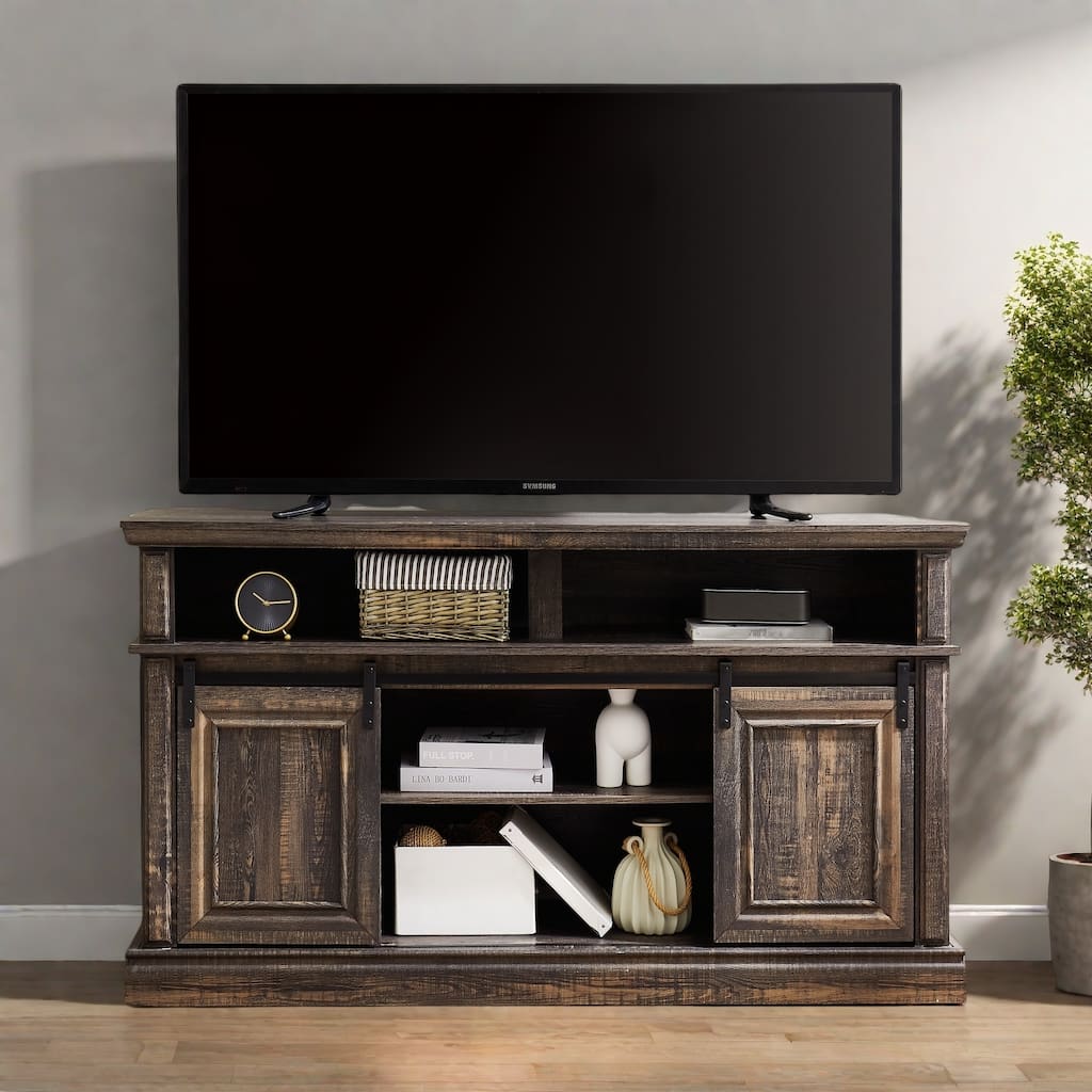 58.11" TV Stand with Cable Management - Fits 65" TVs, Multi-Functional Storage Console