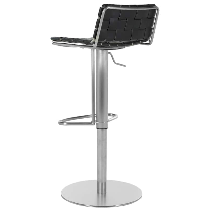 SAFAVIEH Eartha 22.8-31.9-inch Black Leather Seat Stainless Steel Adjustable Bar Stool - 17.7" x 16.5" x 29" - 18Wx17Dx29H