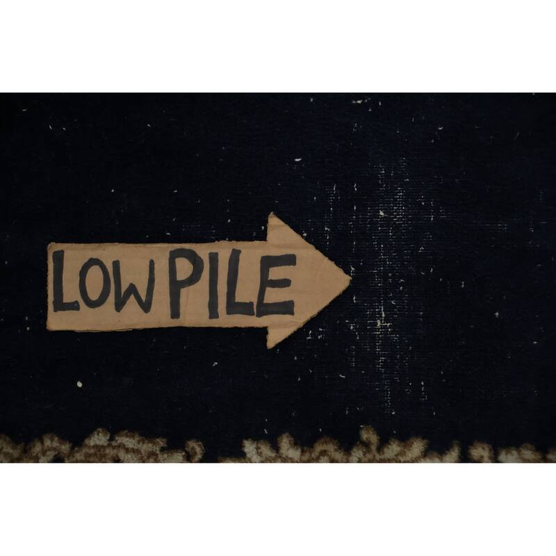 Hand Knotted Oriental 100% Wool Carpet Traditional Floral Navy Blue & Blues Kerman Area Rug - 16' 10'' X 10' 2''