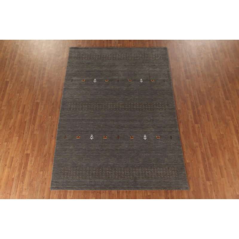 Tribal Gabbeh Oriental Area Rug Hand-Knotted Wool Carpet - 6'10"x 9'10"
