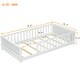 preview thumbnail 48 of 66, Twin Size Floor Bed Frame for Kids Bed with Fence Guardrails Endbed Storage Splint Platform Bed - Available with or without Door