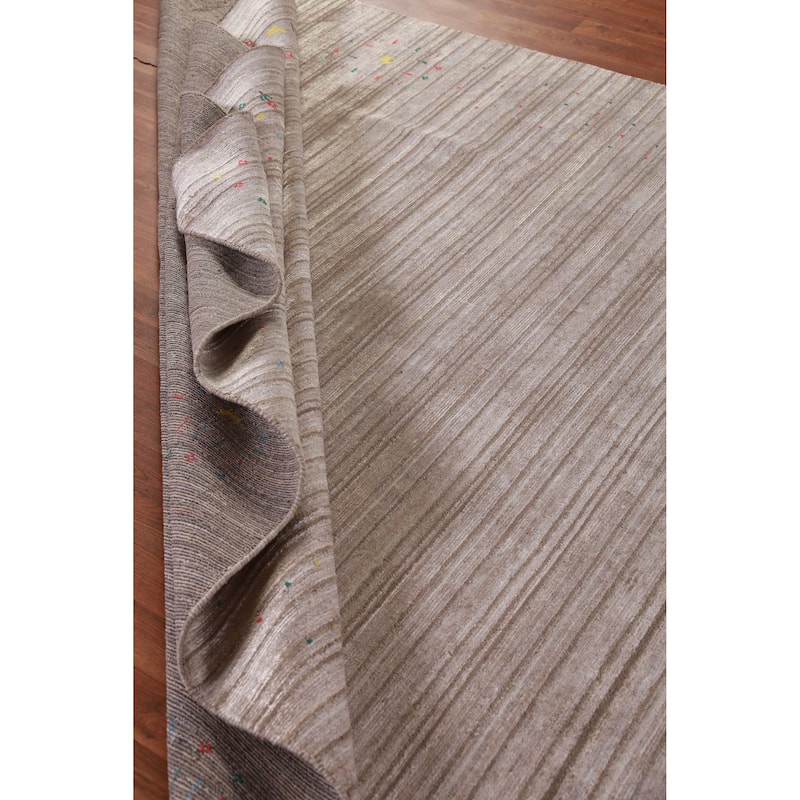 Hand Knotted Oriental 100% Wool Carpet Tribal Tribal Beige & Ivories Gabbeh Area Rug - 9' 11'' X 7' 10''