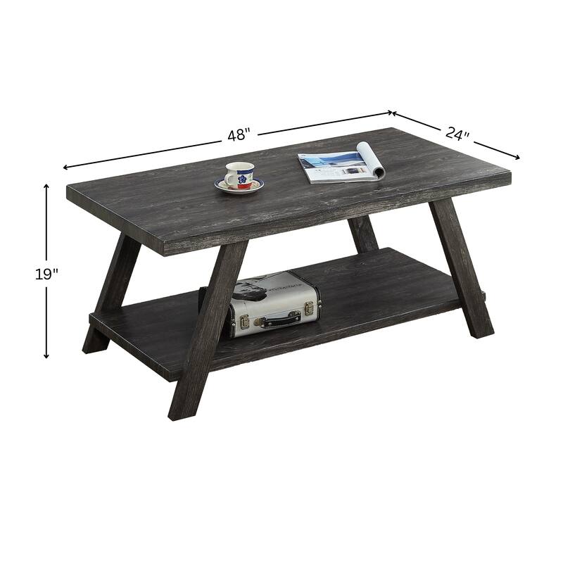 Roundhill Furniture The Gray Barn Cedar Ridge Contemporary Replicated Wood Shelf Coffee Table