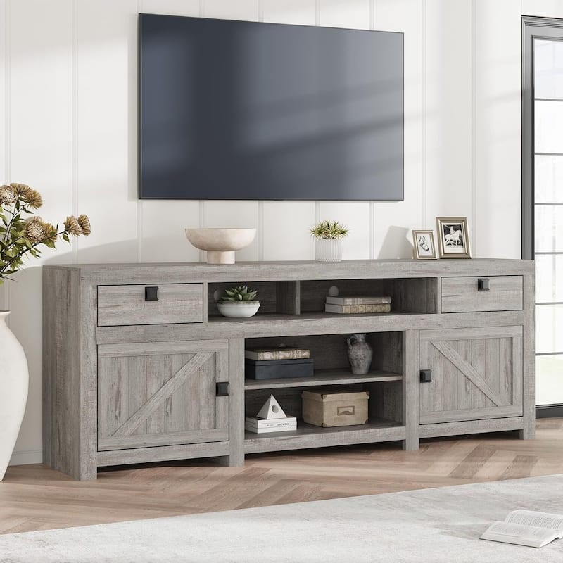 Farmhouse TV Consoles with Storage, TV Stand for 75 inch TV - N/A - Grey