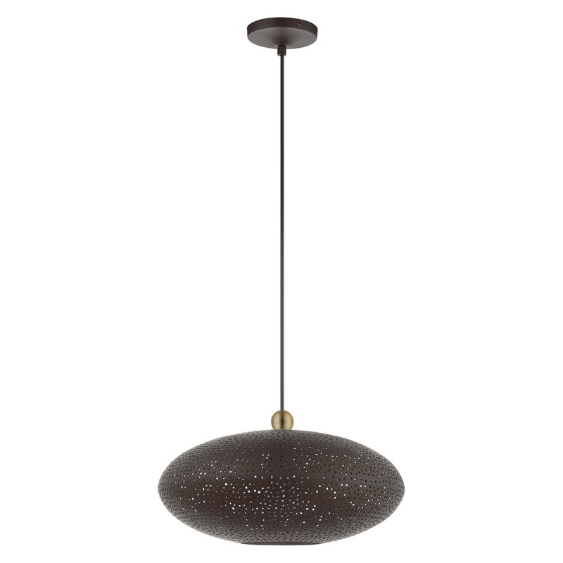 Livex Lighting 1 Light Pendant, 49102-07 - 15.875" Dia x 10.25" - 80" Adj. H