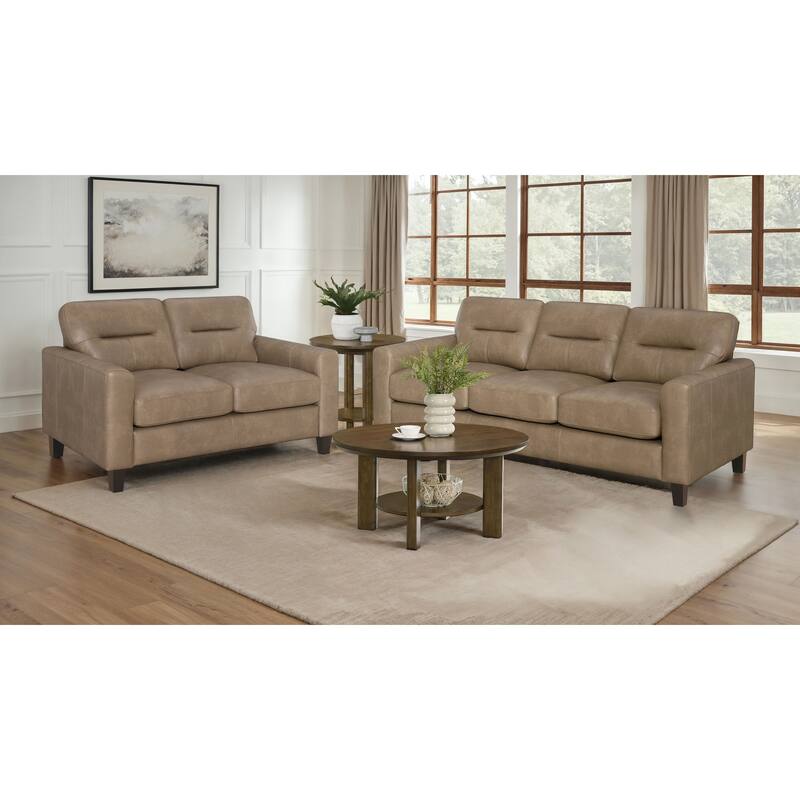 Scotland Faux Leather Upholstered Sofa Set