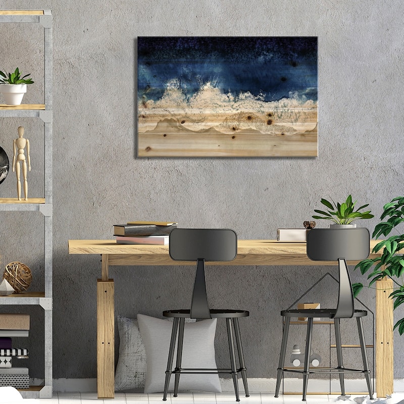Indigo Waves From Above II Print On Wood by Maggie Olsen - Multi-Color