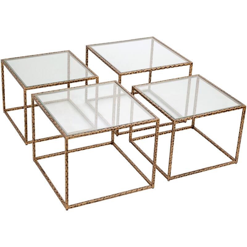 Hayan Glass and Metal Cluster Coffee Tables (Set of 4) On Sale Bed