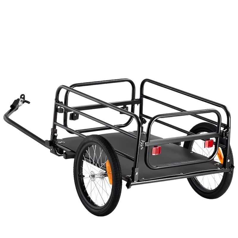 Bike Cargo Trailer, 160 lbs Load Capacity, Heavy-Duty Bicycle Wagon Cart, Foldable Compact Storage & Quick Release with Univers