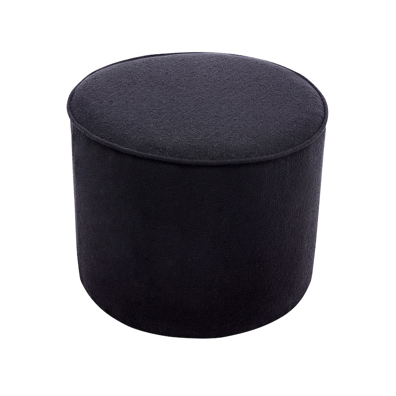 Porthos Home Belia Boucle Fabric Round Ottoman Coffee Table - Black