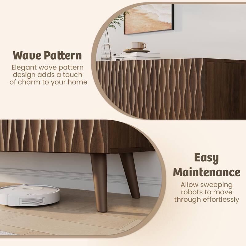 EROMMY 58" Accent Storage Cabinet with Adjustable Shelves, Sideboard Buffet with Doors for Living Room