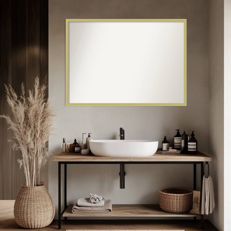 Incline Non-Beveled Wood Framed Bathroom Vanity Wall Mirror