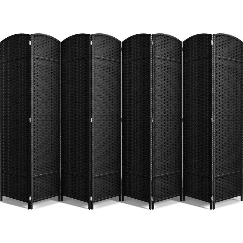 Room Divider Folding Privacy Screen Tall Partition Foldable Wall 8 Panel - 96” L x 19.50” W x 69” H - Black