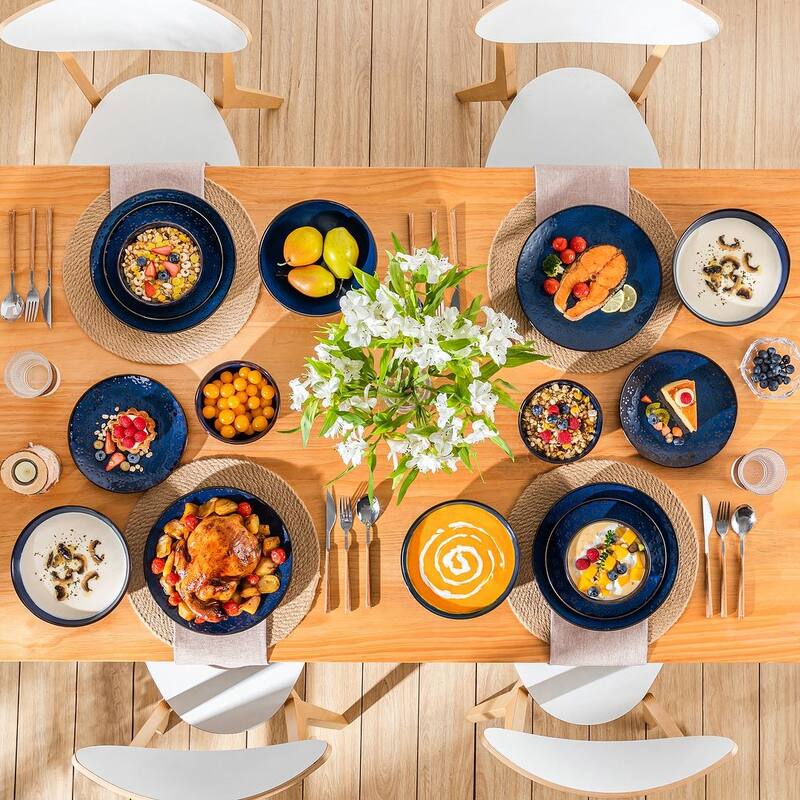 MALACASA LYDIA Embossed Stoneware 16-Piece Dinnerware Set