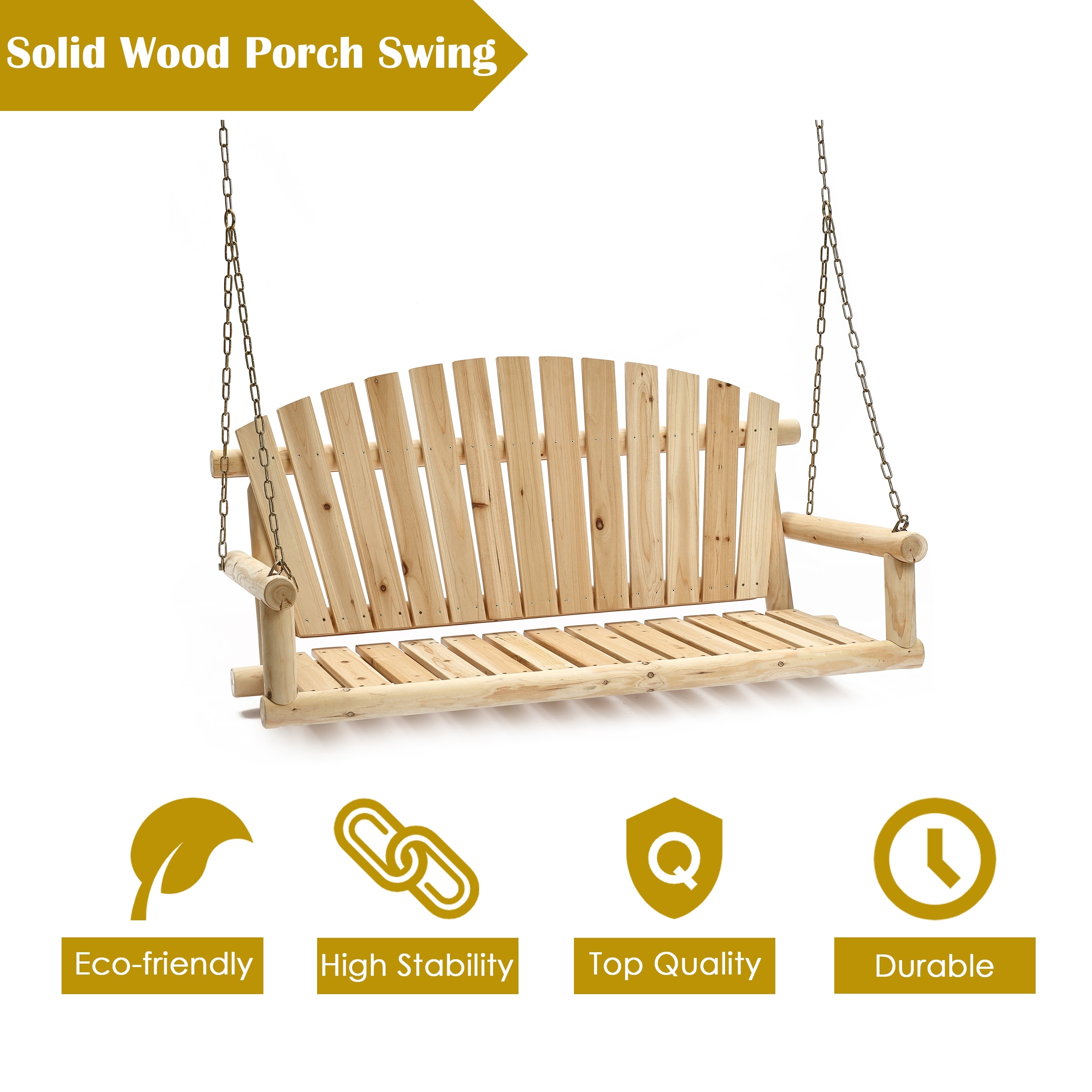 Unfinished wood shop porch swing