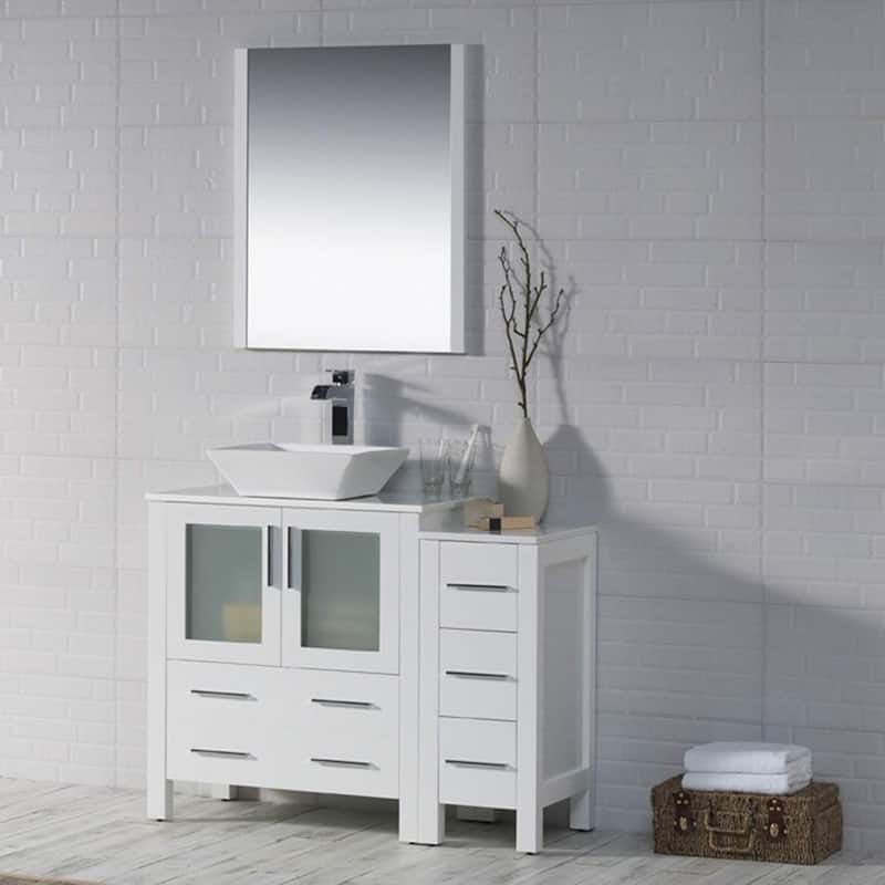 Blossom Sydney 42" Bathroom Vanity with Storage Side Cabinet & Mirrors
