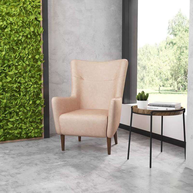 Commercial Upholstered Wingback Accent Chair with Wooden Frame and Legs - 33.25"D x 29.75"W x 41.25"H