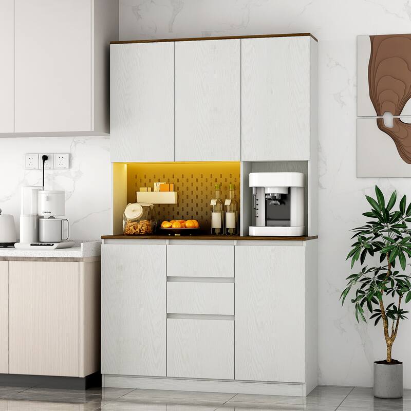 GDFStudio - Hadley 72" Farmhouse Bar MDF Cabinet with Sliding Barn Door, Kitchen Buffet and Coffee Bar Sideboard